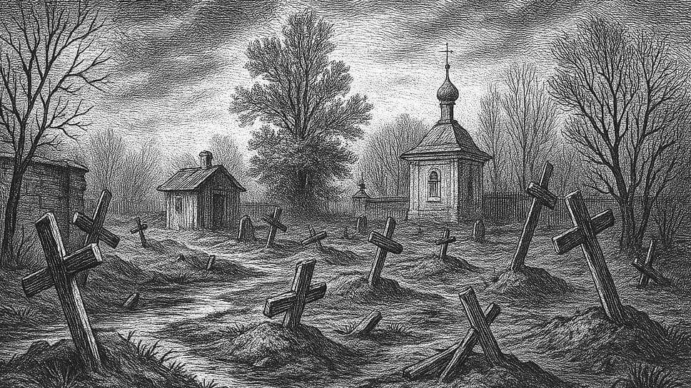 Примерно так могло выглядеть Волково кладбище в 1756 году.📷Фото: AI Generated / Коммерсантъ