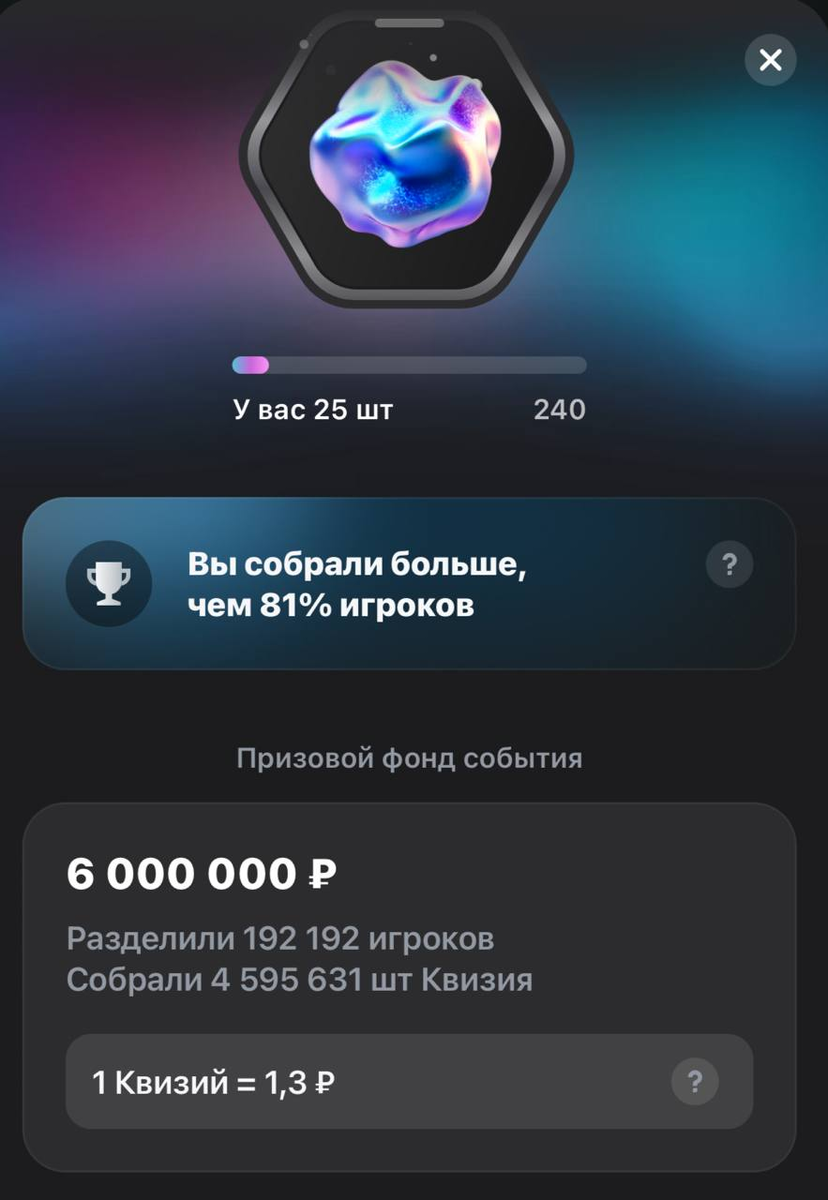 Расчёт стоимости одного квизия