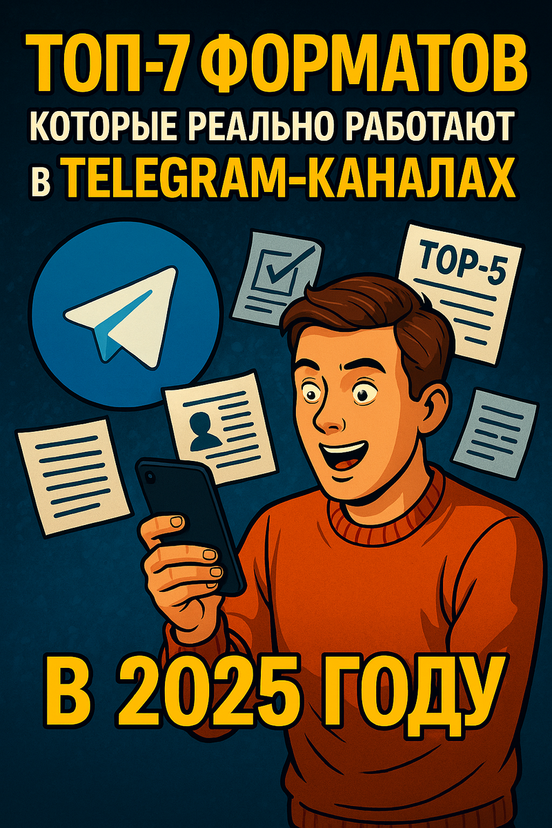 Обложка к статье «ТОП-7 форматов, которые реально работают в Telegram-каналах в 2025 году».