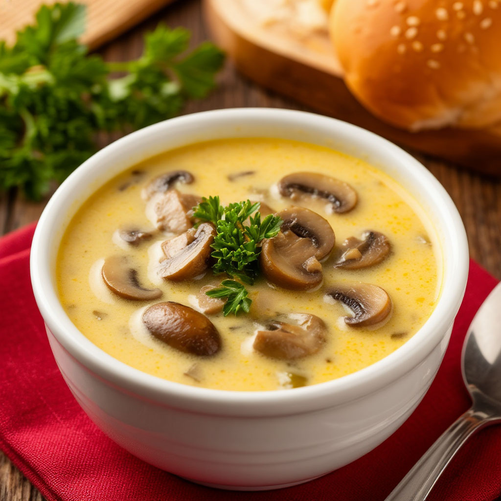 Сырный суп с грибами