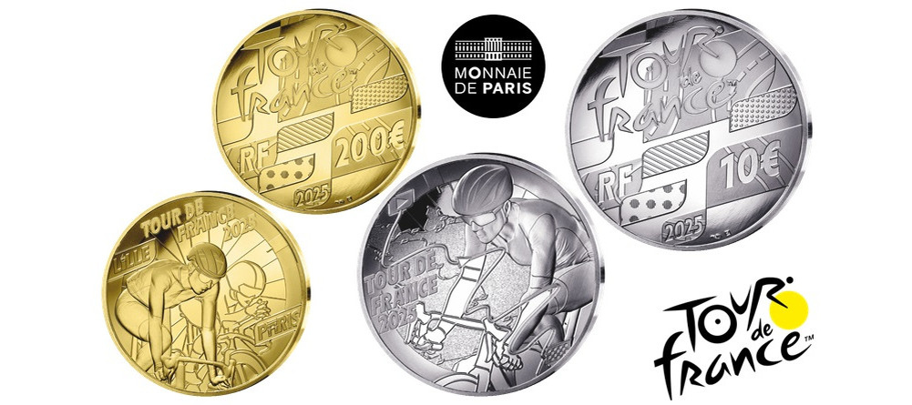    Памятная монета Франции 2025 года с символикой Тур де Франс