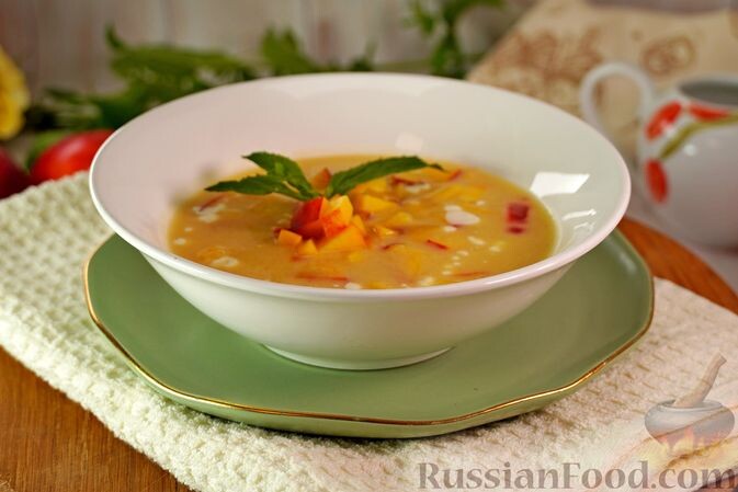 персик, сахар, мёд, соль, сахар ванильный, лимон, гвоздика, сливки, крахмал картофельный, корица молотая