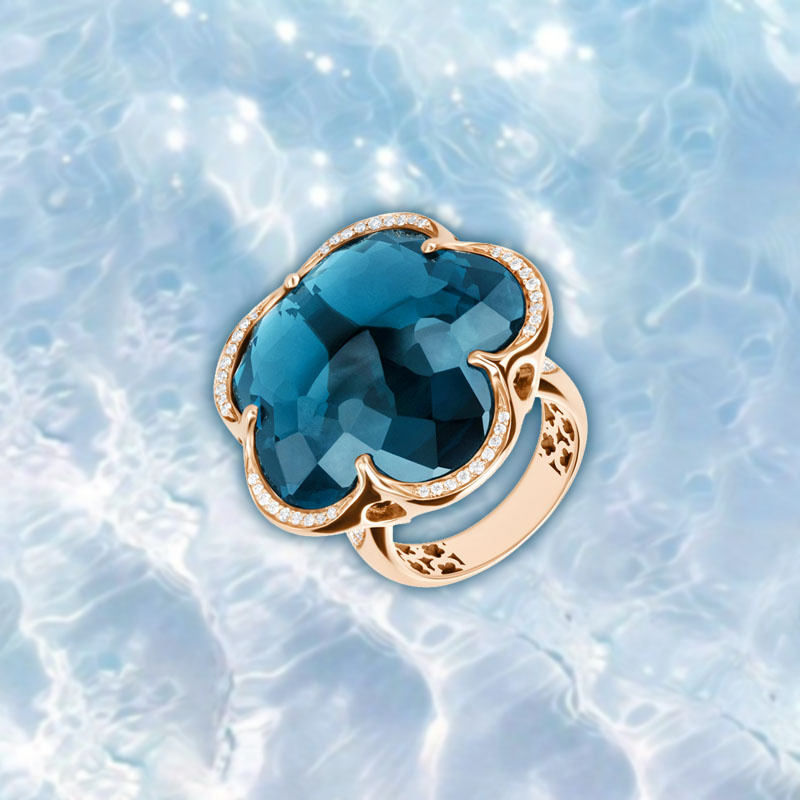 Кольцо Pasquale Bruni Bon Ton из розового золота с бриллиантами и топазом