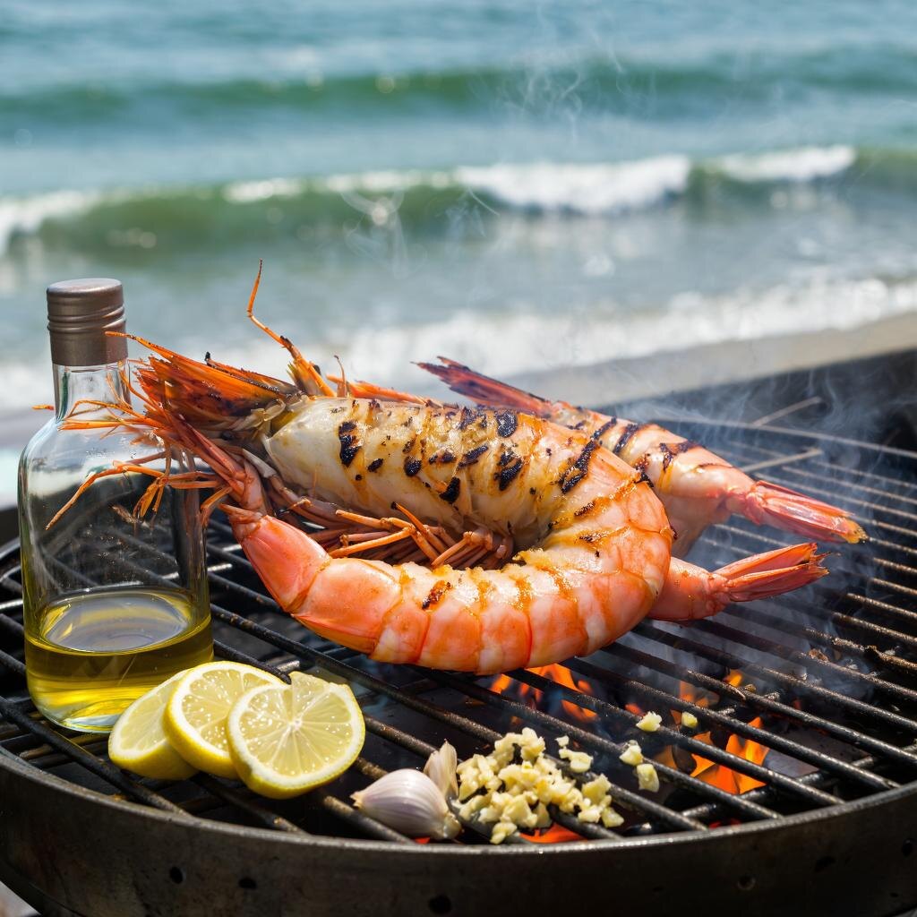 Золотистые креветки на гриле: аромат моря и солнца