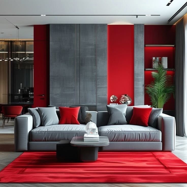 Дизайн интерьера гостиной в современном стиле в ярких оттенках