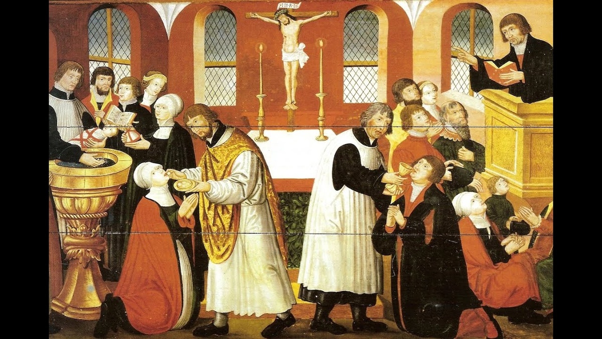 Обряд причастия в христианстве.