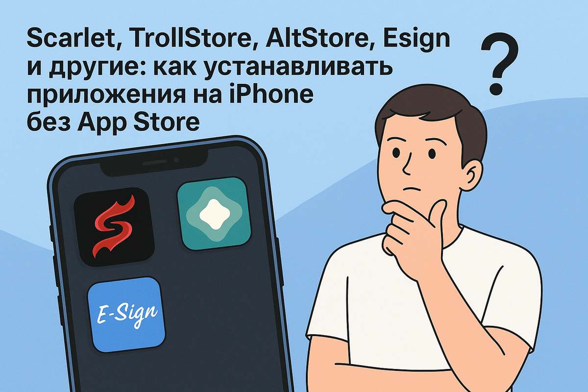 Все упомянутые сервисы (Scarlet, AltStore, Esign, и др.) приведены только для информации. Перед установкой проверяйте источник и не вводите личные данные в ненадёжных местах. Учтите, что:
	•	использование альтернативных магазинов может нарушать правила Apple;
	•	сертификаты могут быть отозваны;
	•	есть риск безопасности и потери данных.

Мы не рекомендуем использовать эти сервисы, а лишь информируем. Пользуйтесь на свой страх и риск.
