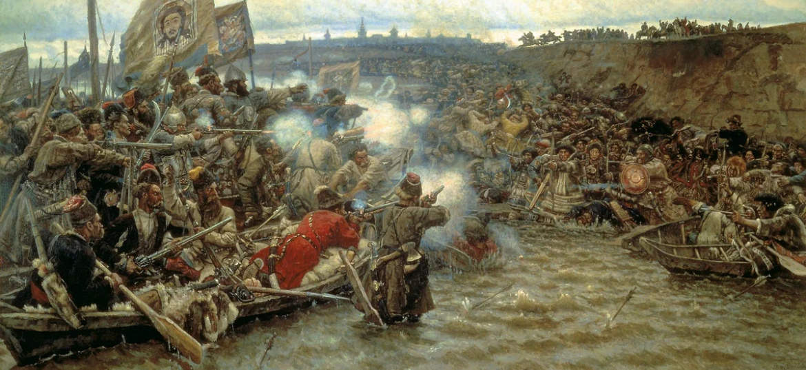 Покорение Сибири Ермаком. Картина Сурикова