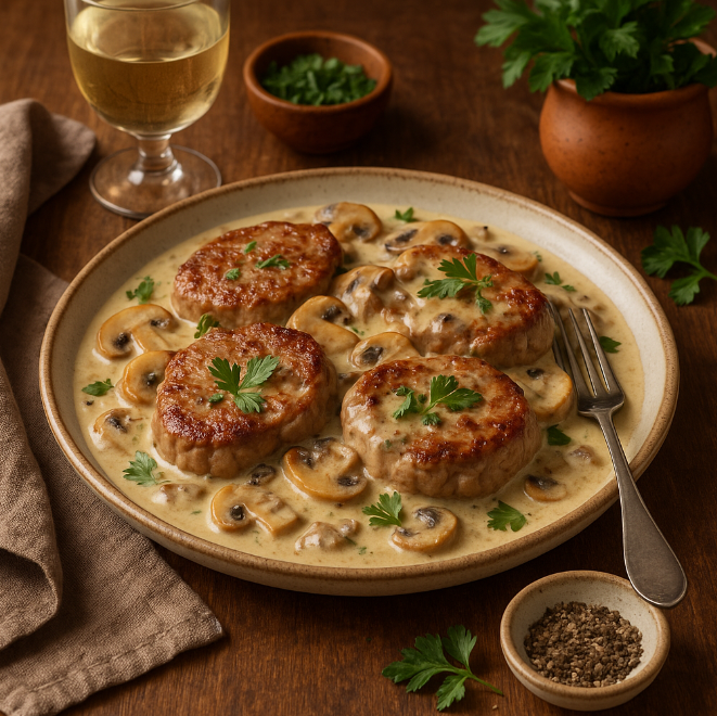 Медальоны из телятины в сливочно-грибном соусе рецепты от Дарики