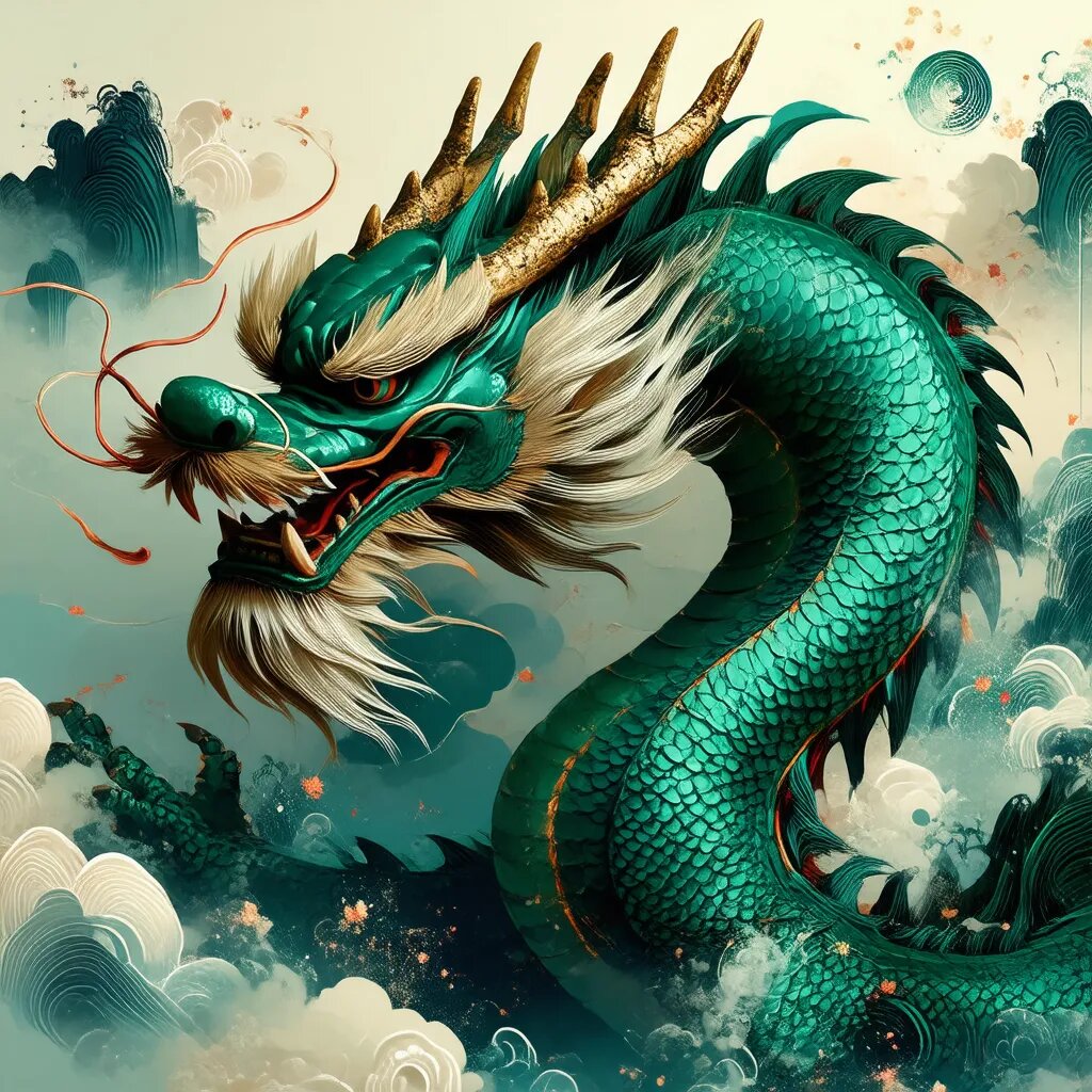 Первый образ дракона (восточный). Раньше дракон изображался змеевидным. Позже в Средние Века появился образ дракона (западный), который сейчас популярен в фентезийных книгах, фильмах и играх.