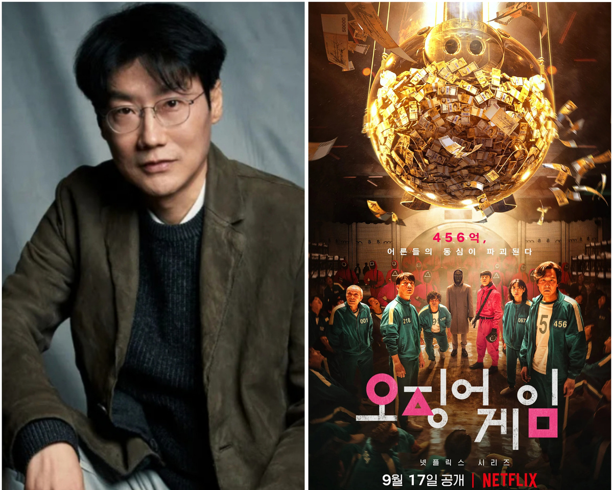 Создатель сериала Хван Дон Хёк и постер к 1 сезону из открытых источников в интернете (коллаж автора) 