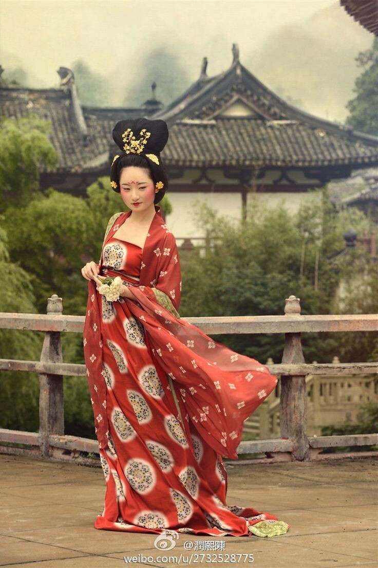 Женская мода династии Тан, принцесса Юн-Тай вполне могла выглядеть как-то так.