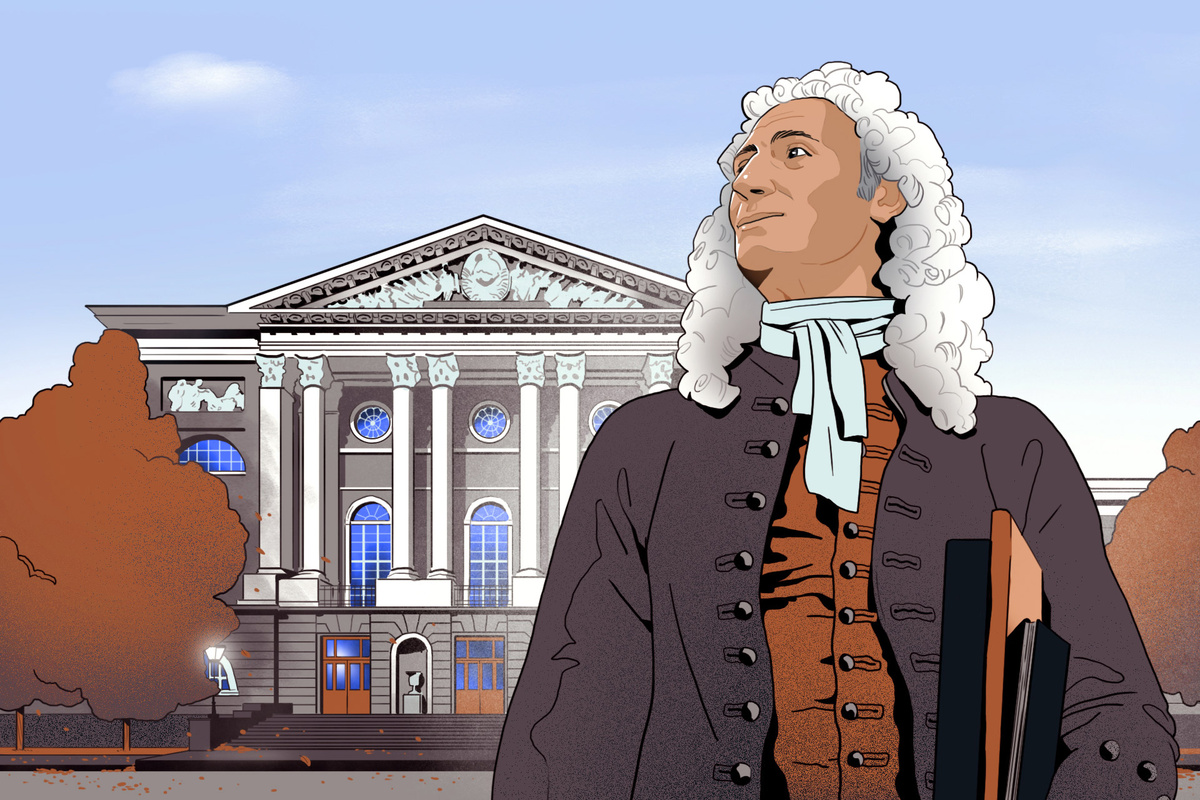 Николас Бидлоо на фоне госпиталя Бурденко. Иллюстрация: Александр Черепанов