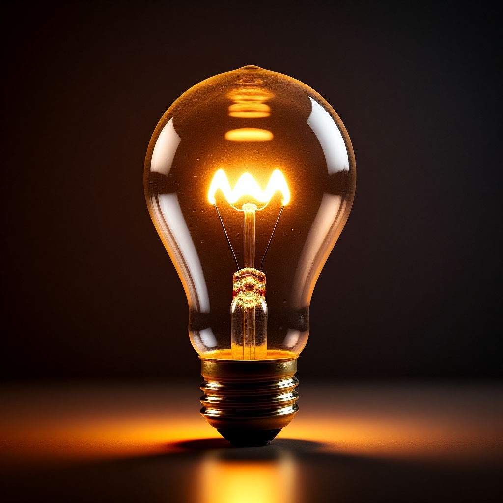 Горящая лампочка - символ озарения и осознанности