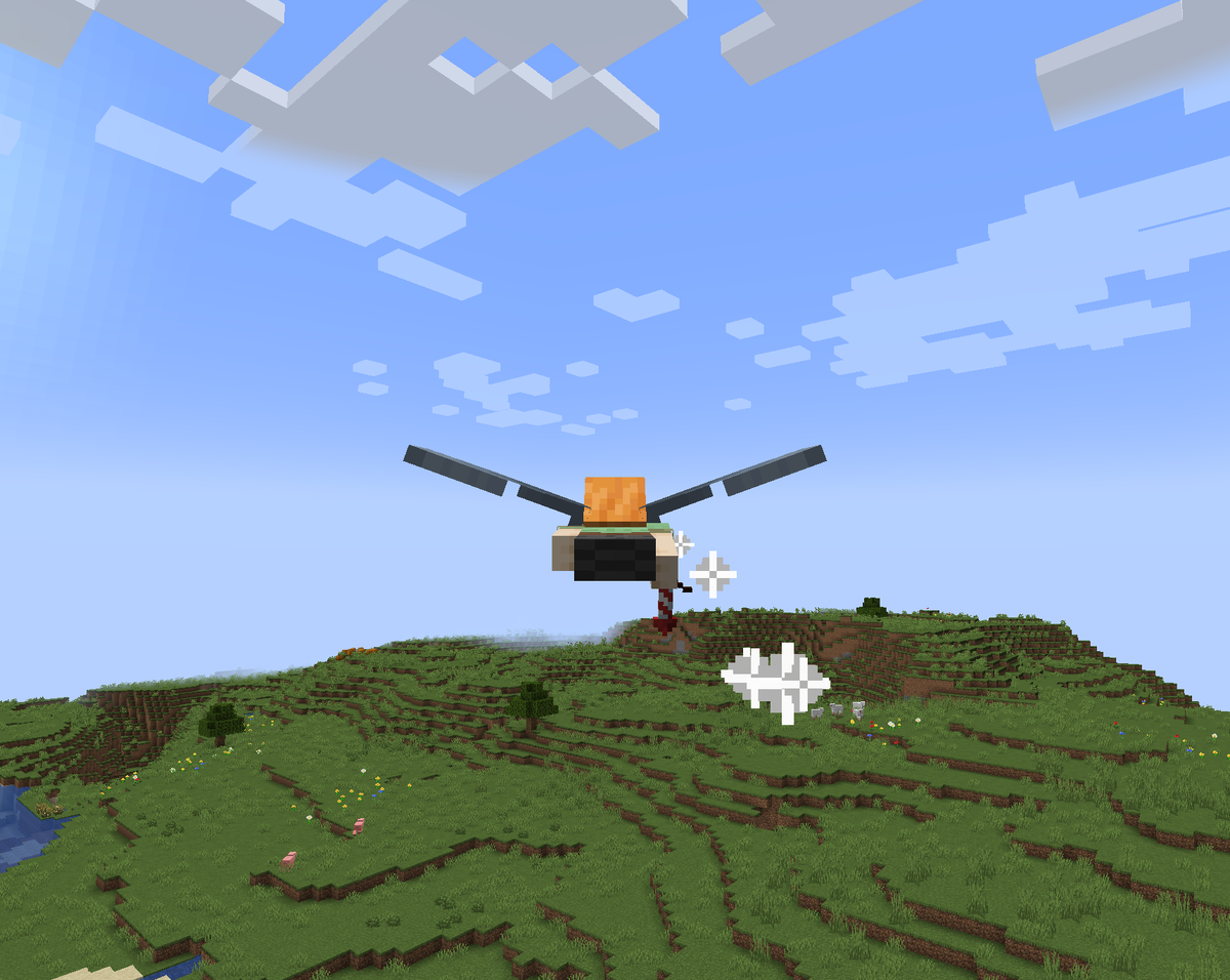 Полет на элитрах с фейерверками в Майнкрафт