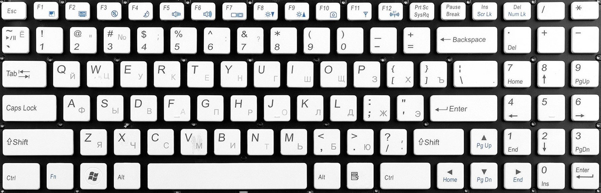 Полноразмерная раскладка русско-английкой клавиатуры