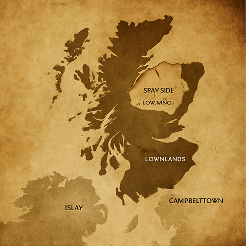 Регионы производящее виски в Шотландии 