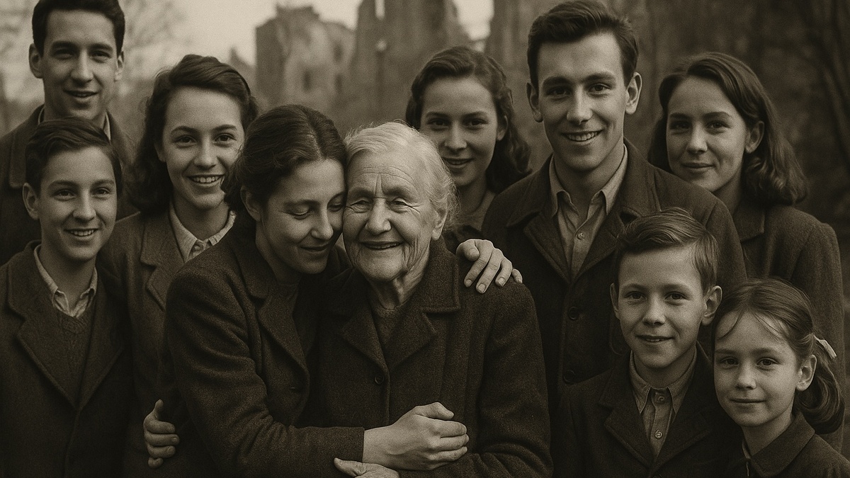 В иллюстративных целях. Ирена Сендлер в окружении детей и внуков спасенных ею детей. Нарисовано нейросетью. 