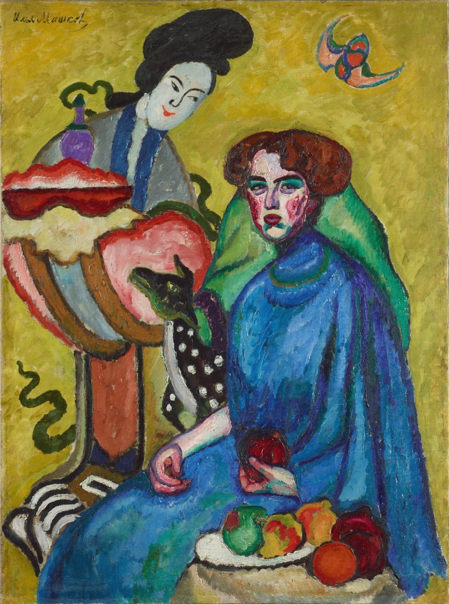 Илья Машков. Дама с китаянкой. Портрет Е. И. Киркальди. 1910 год. Холст, масло.