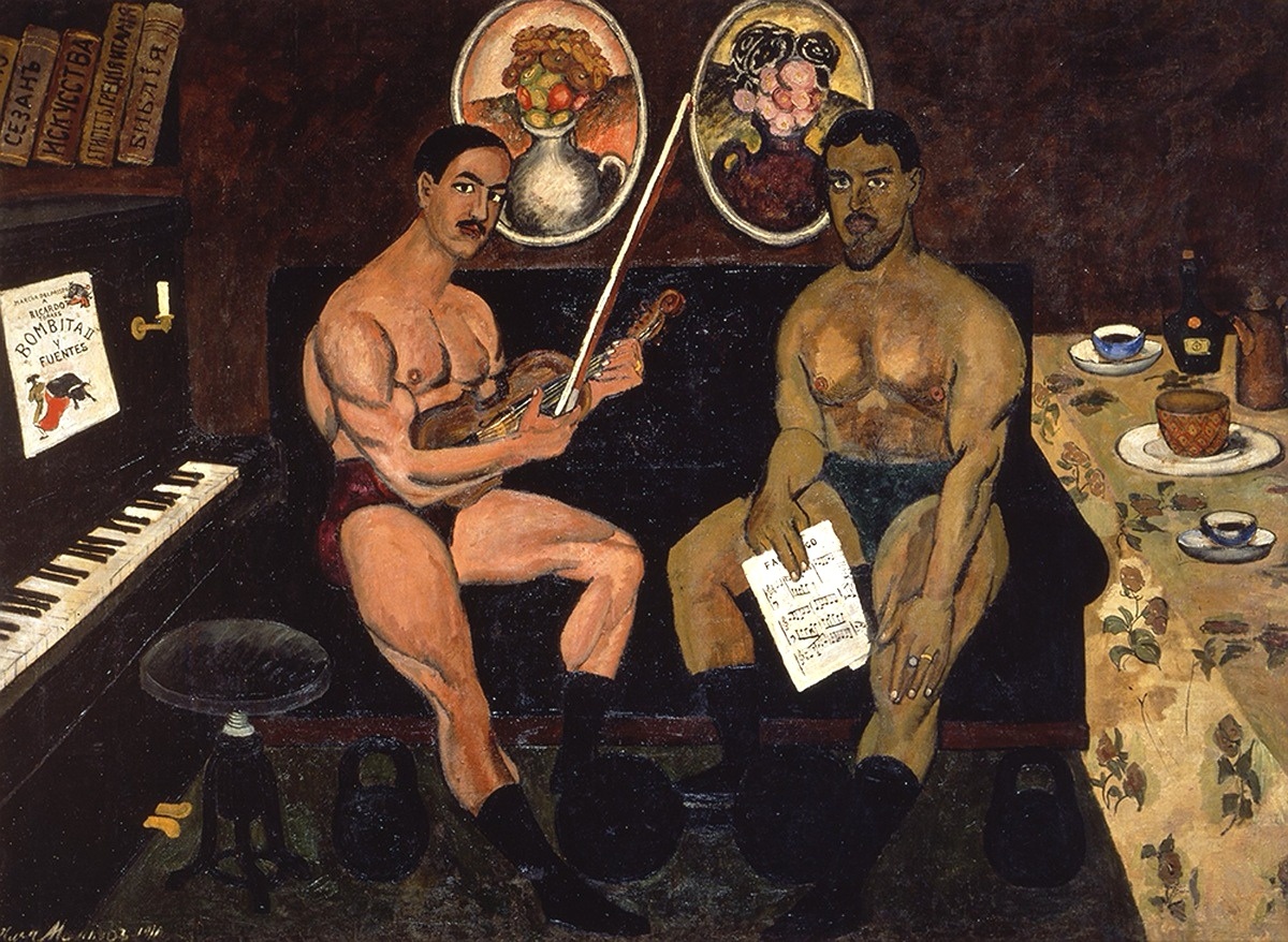 Илья Машков. Автопортрет и портрет Петра Кончаловского. 1910 год. Холст, масло. 