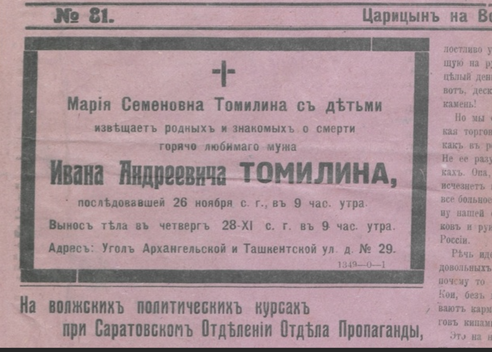 Газета " Царицынский вестник"