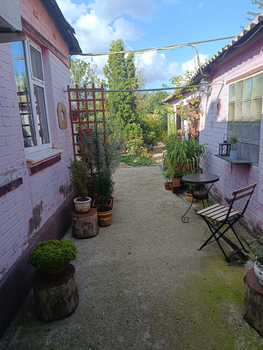 Это вход от калитки. Слева — дом. Справа, язык не поворачивается назвать это сараем. Назовем это "подсобное помещение" 😊