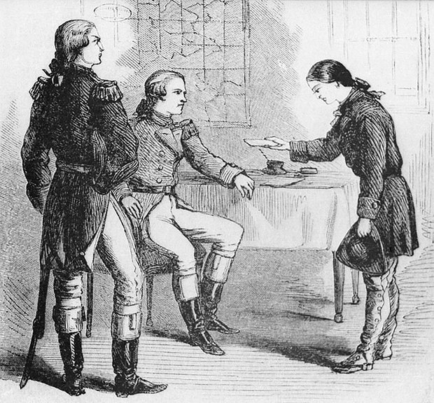 Дебора вручает письмо генералу Паттерсону.