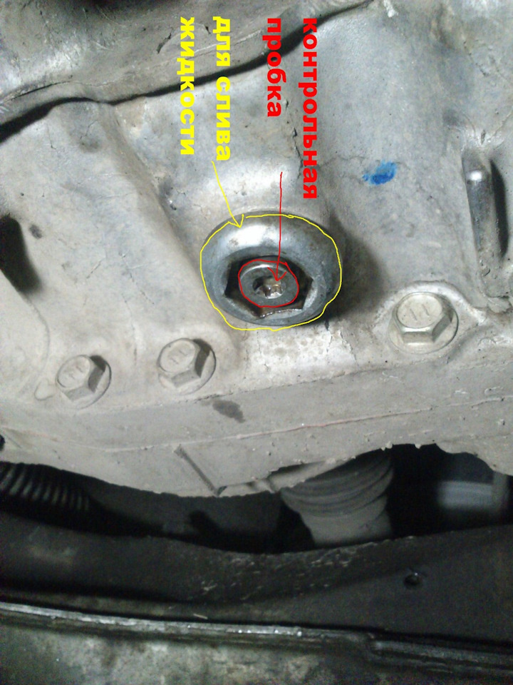 Контрольная пробка и слив для жидкости. Источник: Drive2