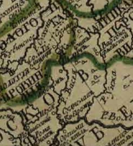 Река Васея на карте 1745 года