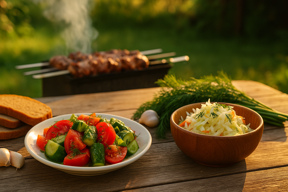 Малосольные салаты к шашлыку