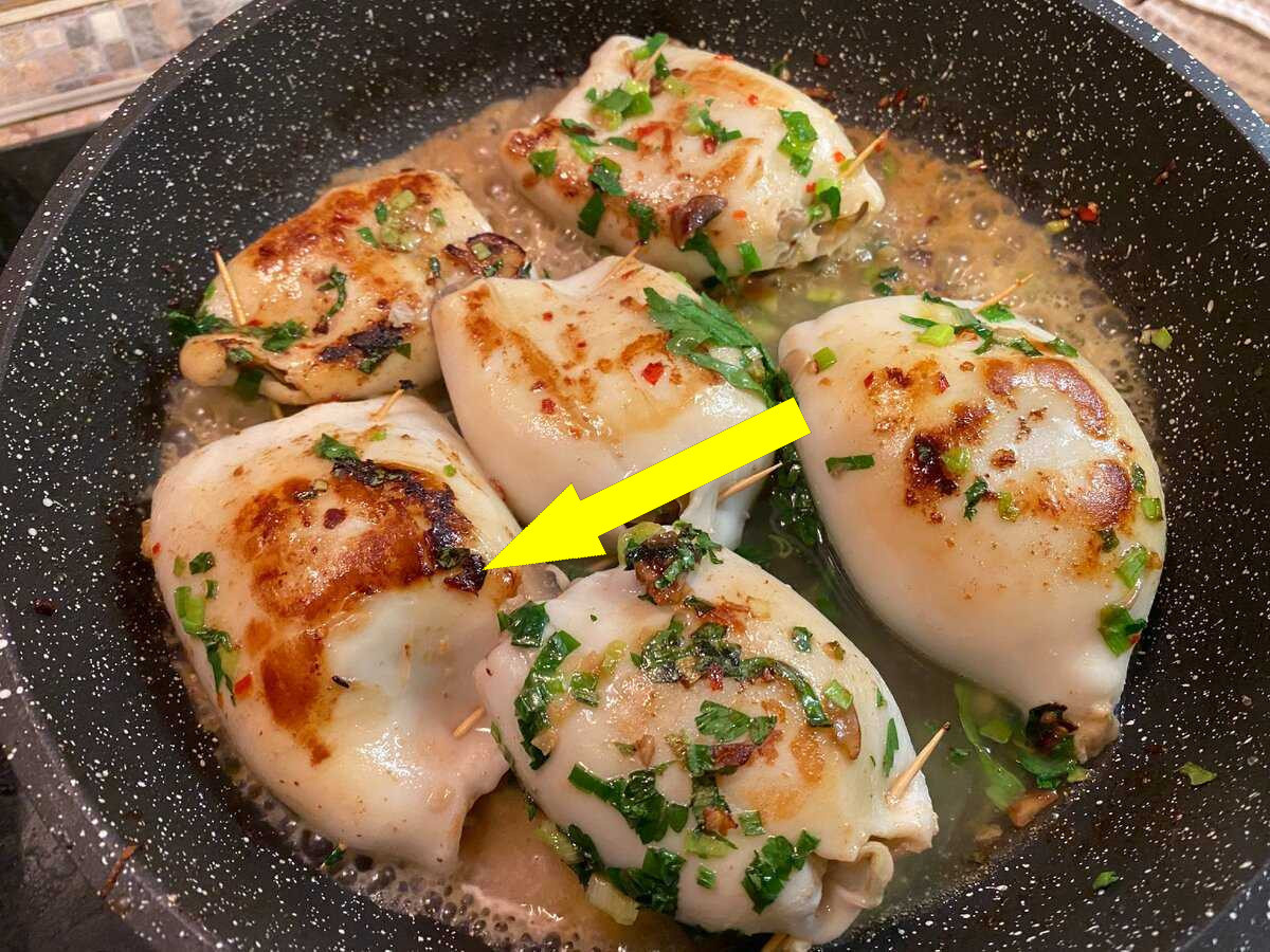    Фаршированные кальмары с креветками и сыром – секрет идеальной текстуры