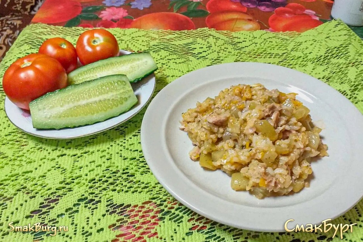 Дачный плов с кабачками и тушенкой - простой и удивительно-вкусный