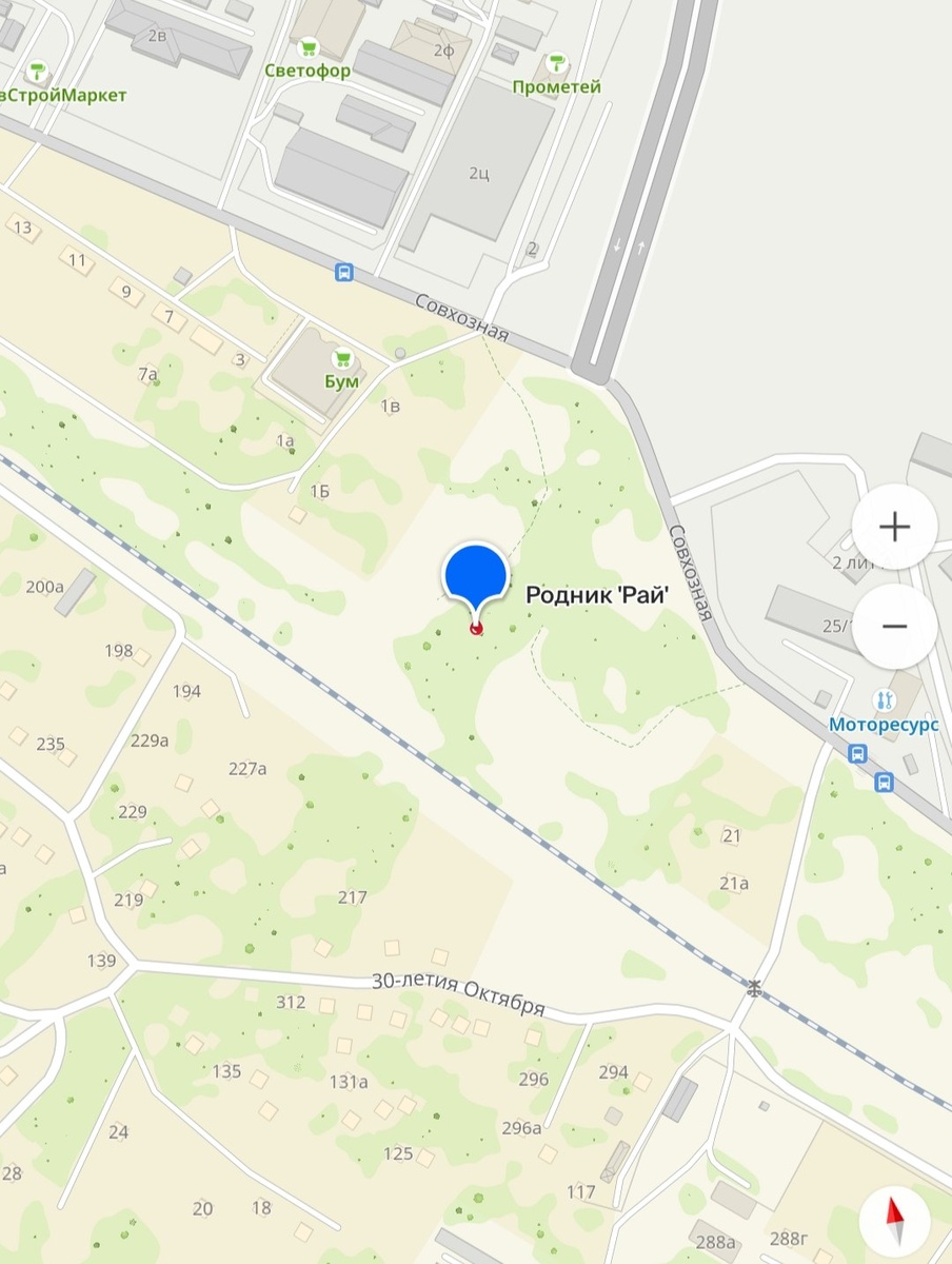 Месторасположение родника на карте города