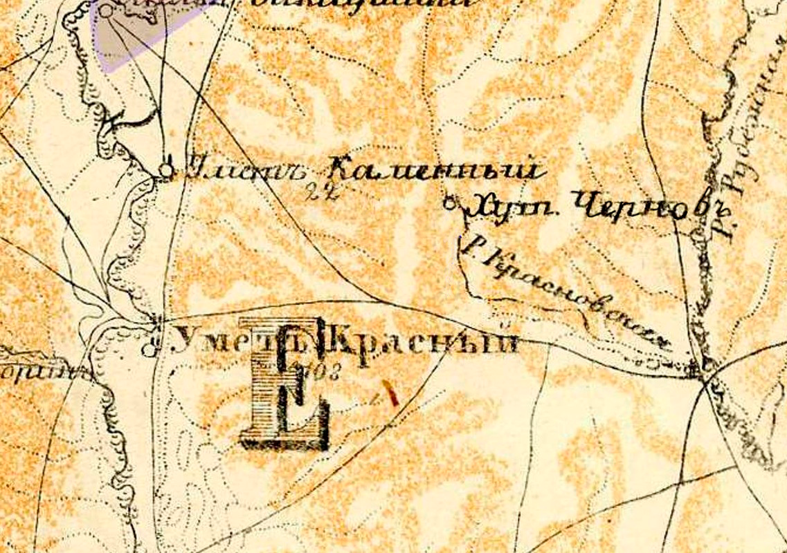 Хутор Чернов на старинной карте