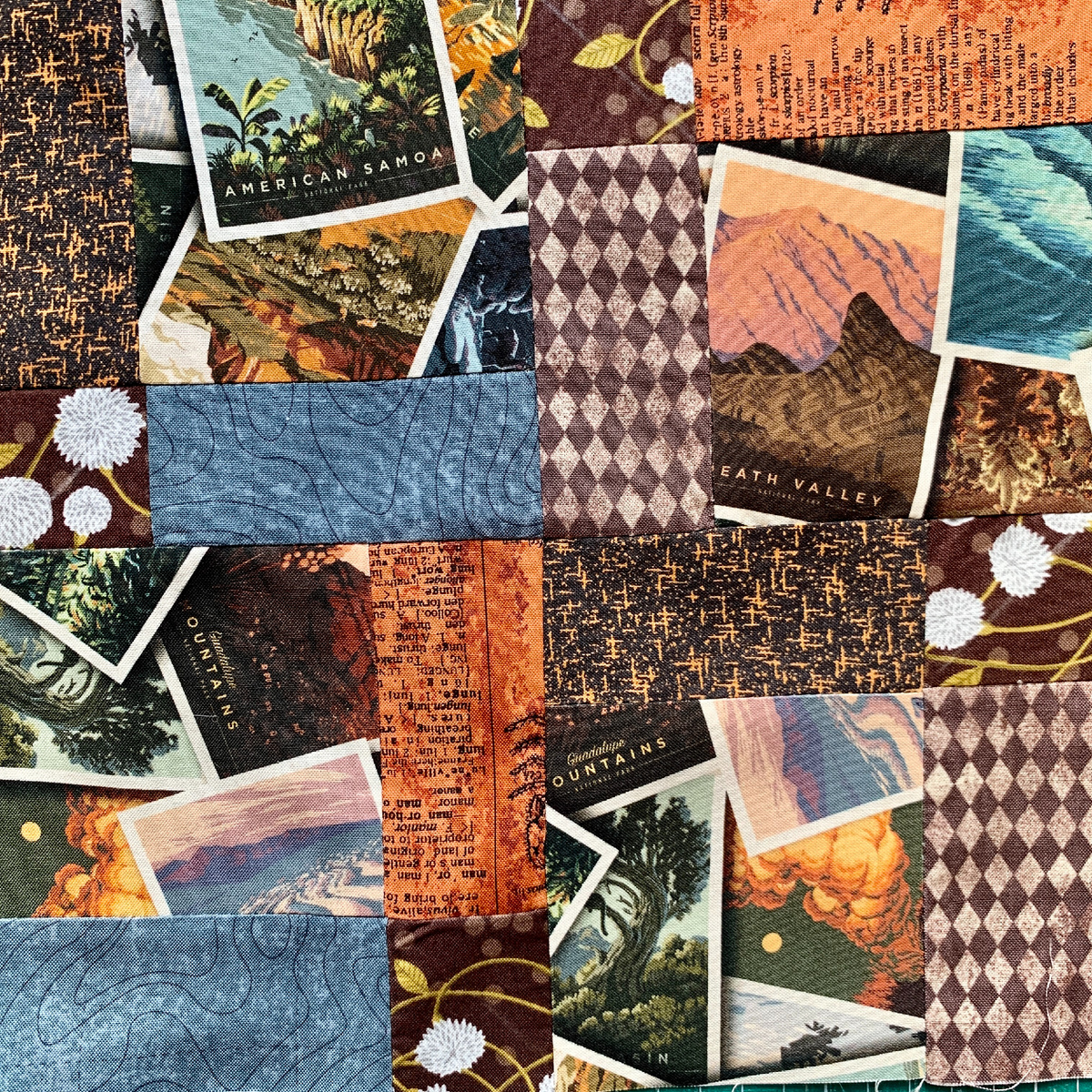 Блок "Исчезающая девятка" из 6 видов разных тканей