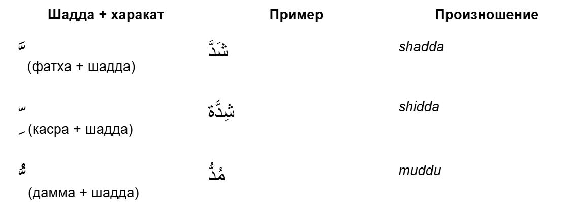 Пример как выглядит шадда в словах