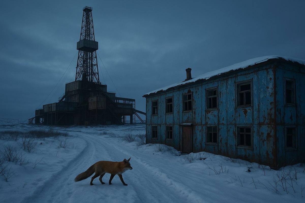 Опустевшая буровая: только ветер доносит эхо былой мечты.