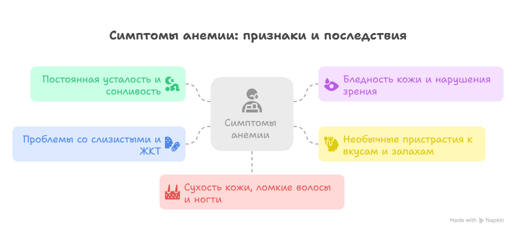 Симптомы дефицита железа