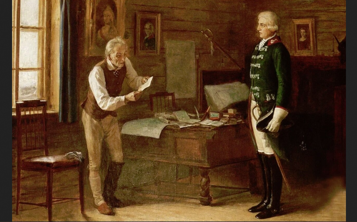 Петр Геллер. "Неожиданное послание Павла I к Суворову", 1902.