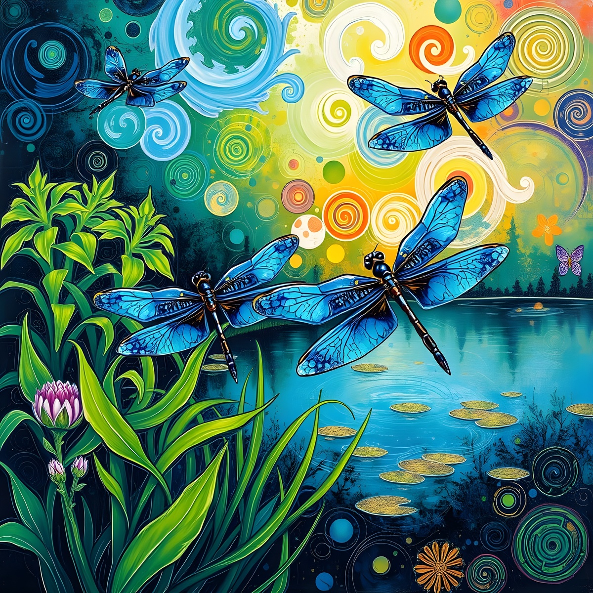 У пруда. Иллюстрация создана с помощью нейросети Flux Schnell.