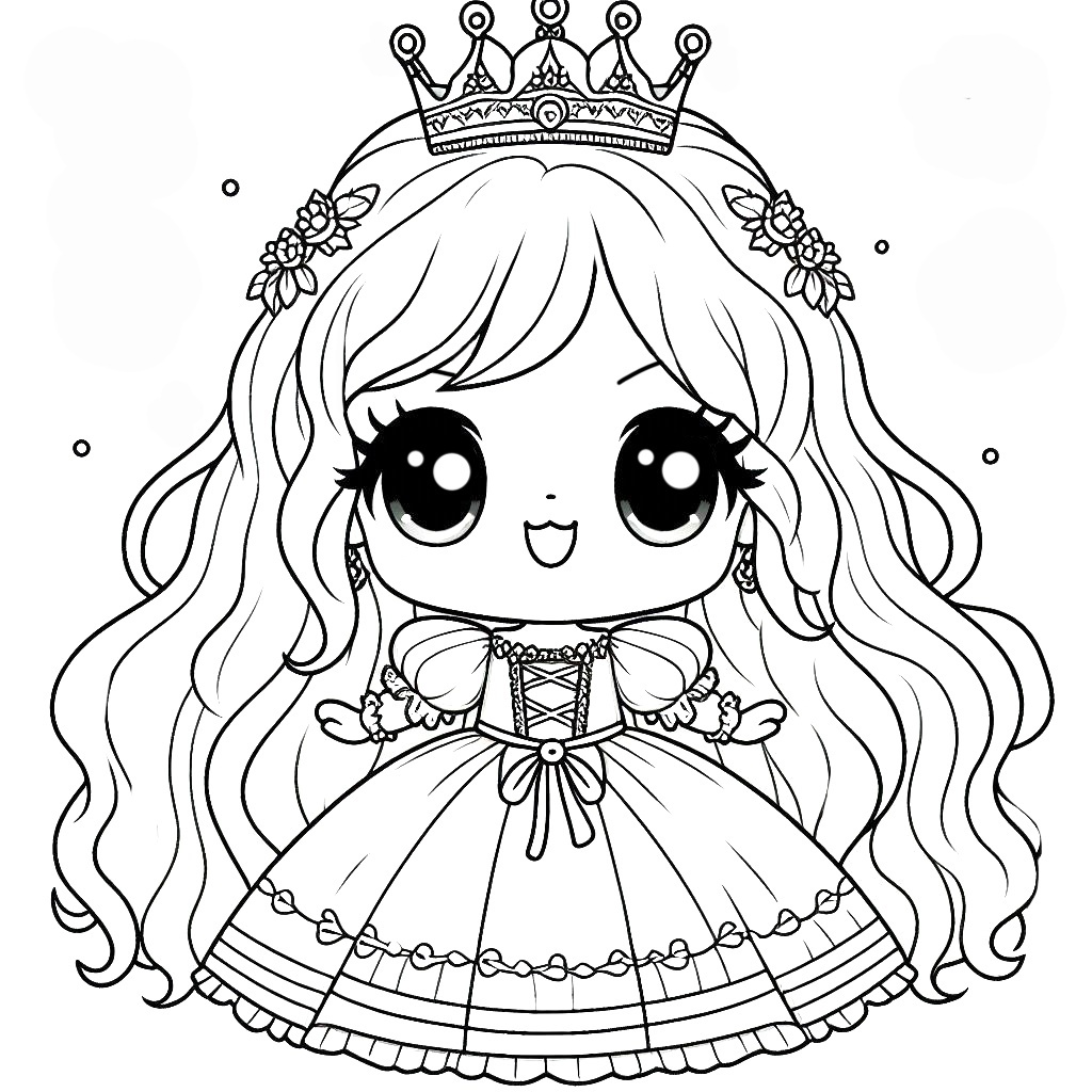 Раскраска маленькая принцесса в восторге.