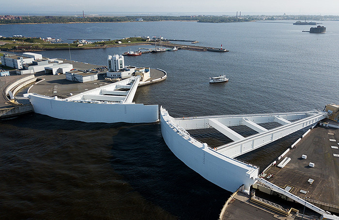    Комплекс защитных сооружений Санкт-Петербурга, оберегающих город от наводнения.Антон Ваганов/ТАСС