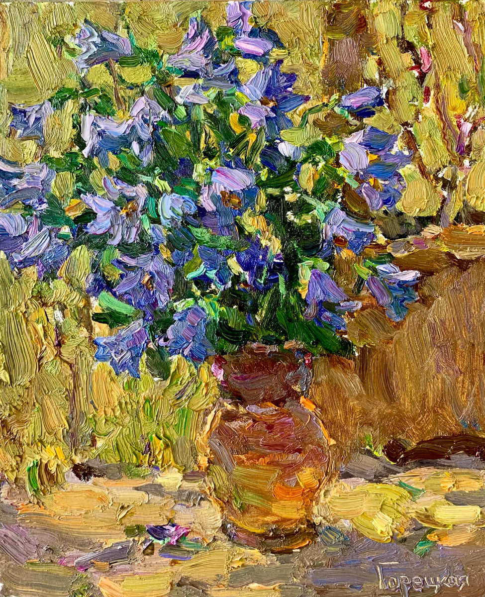 Полина Горецкая «Колокольчики» 2025, картон, масло 40х30