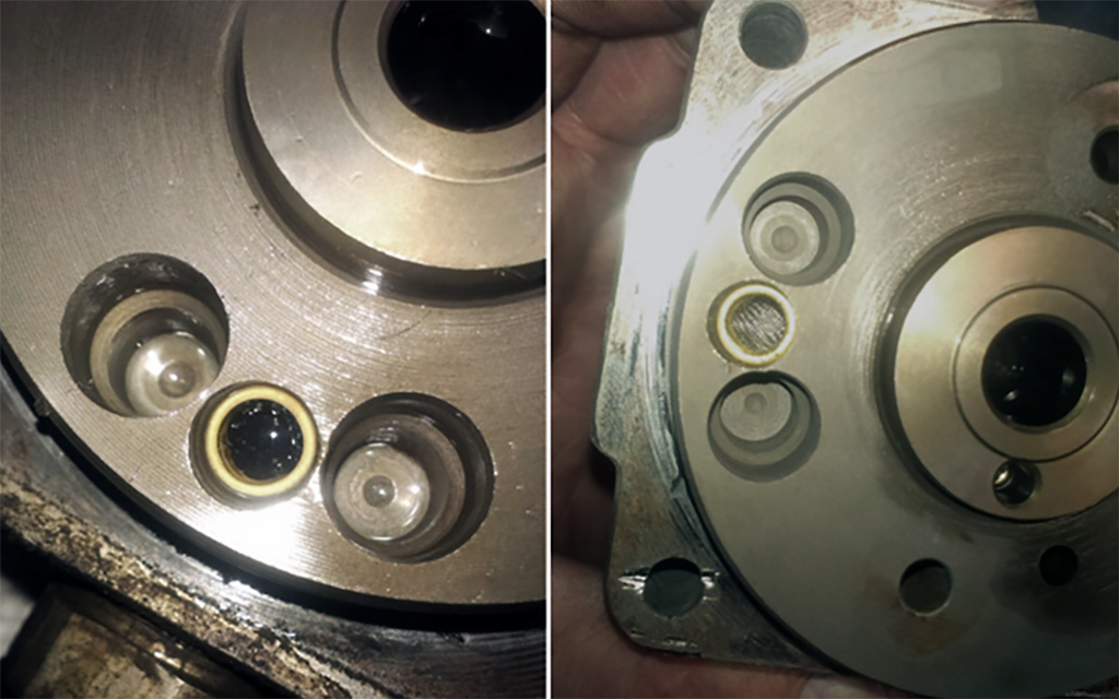 Наглядный пример засорения сеточки ТНВД: слева с отложениями. Справа — какой она должна быть.