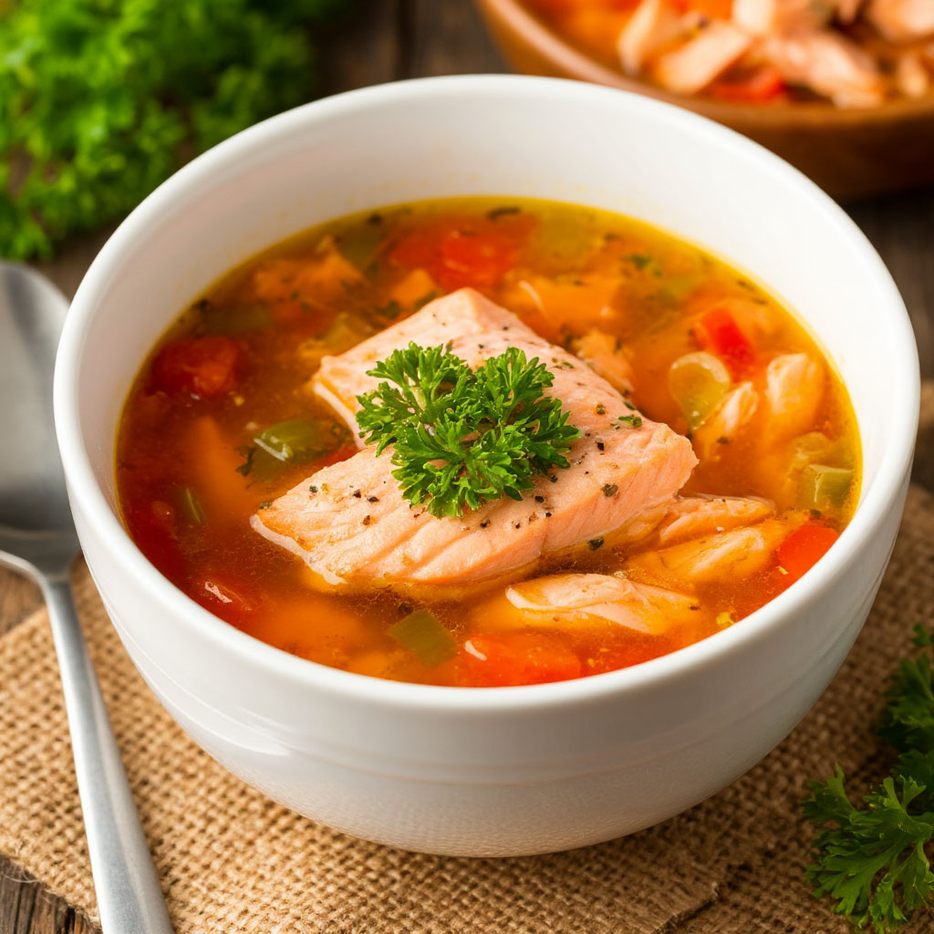 Рыбный суп из консервы Горбуша