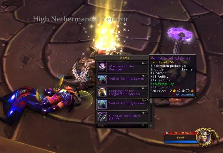 Скриншот показывает трофейные награды в WoW.
