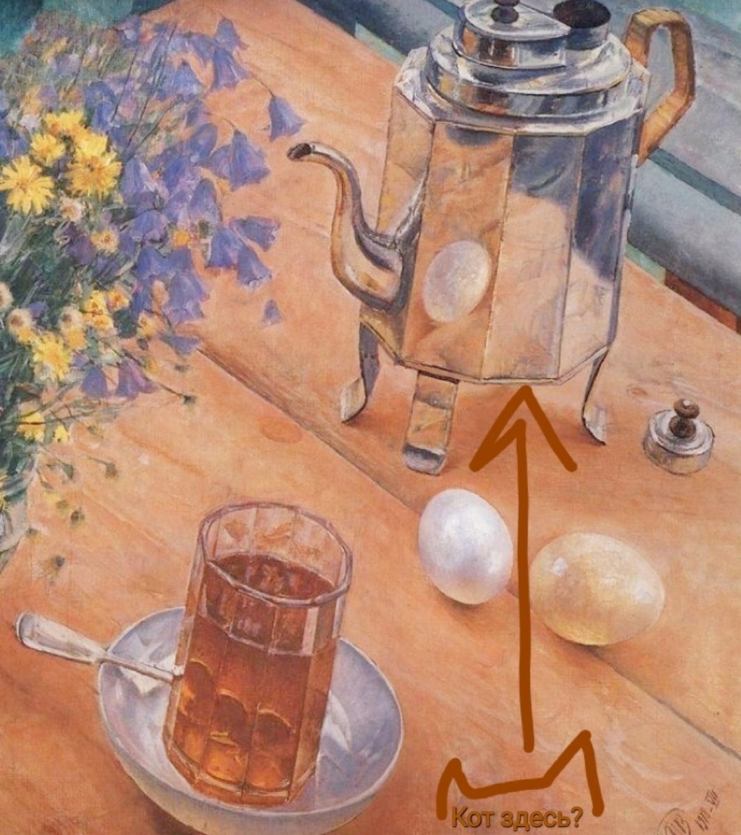 «Утренний натюрморт» Петрова-Водкина. Кот здесь? 