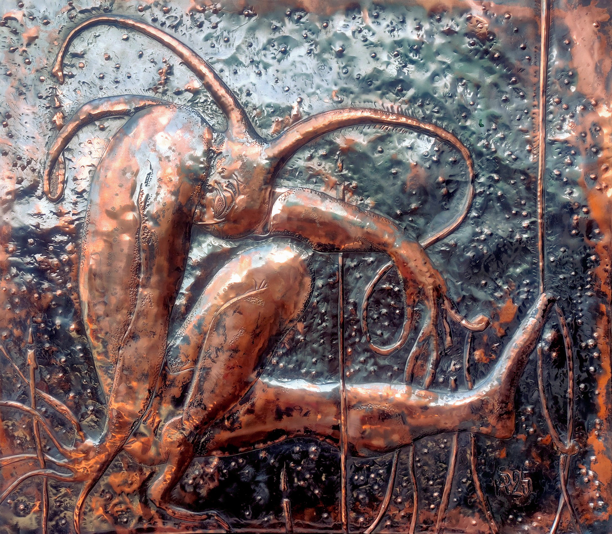 "Арлекин" . Чеканка .Медь. 60 х 69 Иркутск 2025 г.