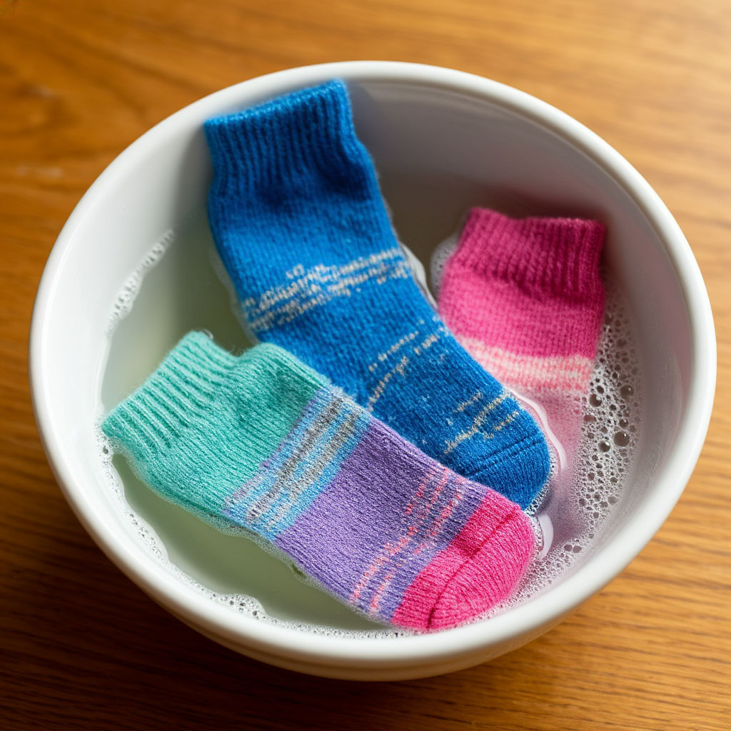 Носки в миске с водой