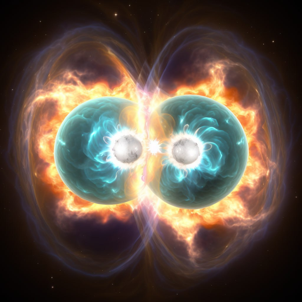 художественное представление слияния двух нейтронных звезд